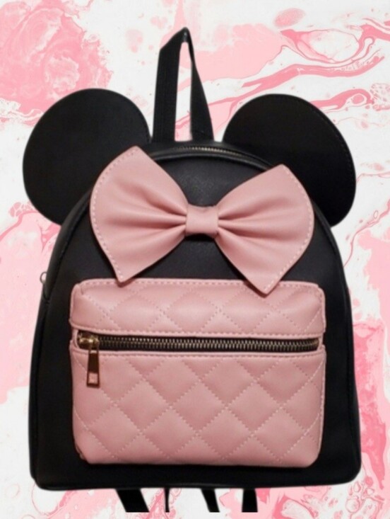 Bioworld Handbags - Minnie Mouse Pink Quilted Front Pocket Mini Backpack with Ears